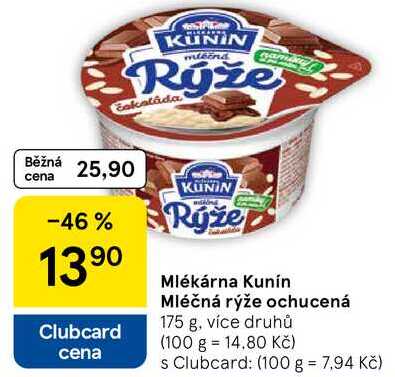 Mlékárna Kunín Mléčná rýže ochucená, 175 g, více druhů