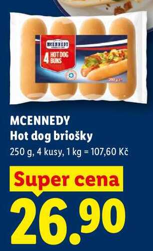MCENNEDY Hot dog briošky, 250 g 