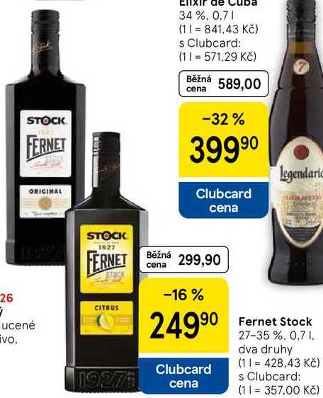 Fernet Stock 27-35 %, 0.7 l v akci