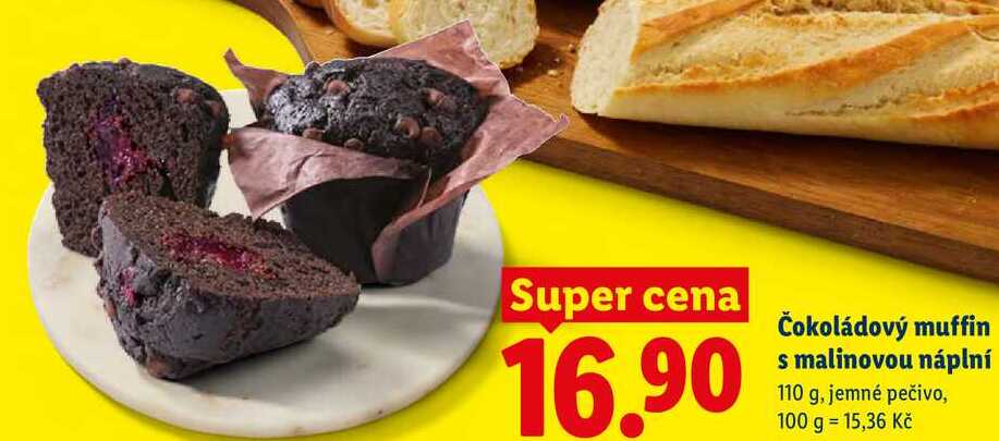 Čokoládový muffin s malinovou náplní, 110 g