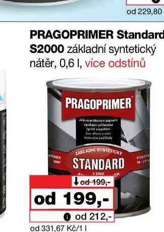 PRAGOPRIMER Standard S2000 základní syntetický nátěr, 0,6 l