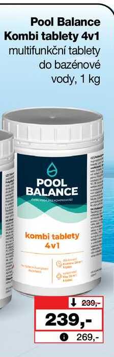 Pool Balance Kombi tablety 4v1 multifunkční tablety do bazénové vody, 1 kg