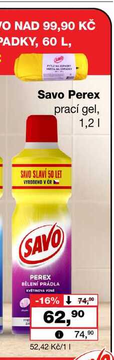 Savo Perex prací gel, 1,2l