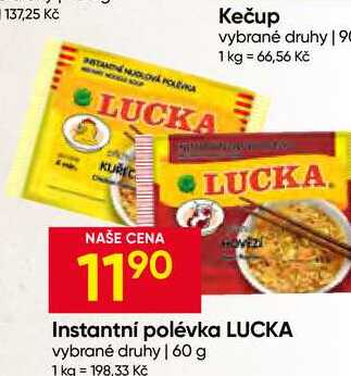 LUCKA. Instantní polévka vybrané druhy 60 g