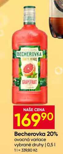 Becherovka 20% ovocná variace vybrané druhy 0,5l