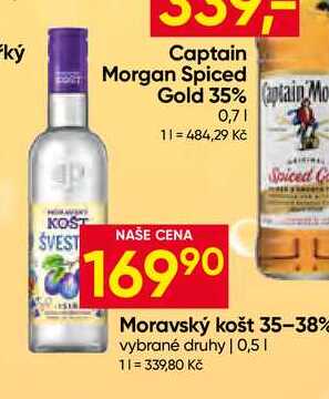 Moravský košt 35-38% vybrané druhy 0,5l