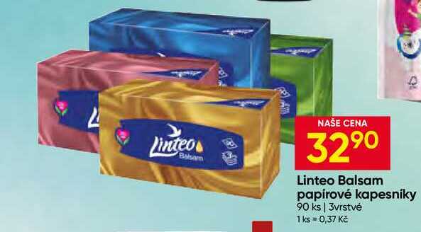 Linteo Balsam papírové kapesníky 90 ks 3vrstvé