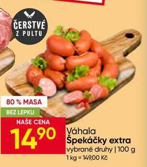Váhala špekáčky extra vybrané druhy 100 g 