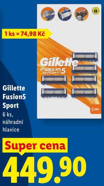 Gillette Fusion5 Sport, 6 ks