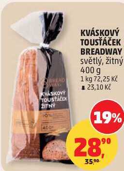 KVÁSKOVÝ TOUSŤÁČEK BREADWAY světlý, žitný, 400 g 