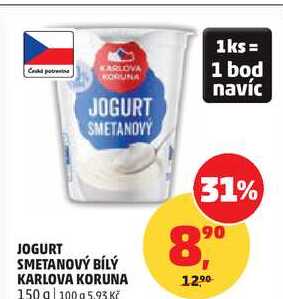 JOGURT SMETANOVÝ BÍLÝ KARLOVA KORUNA, 150 g