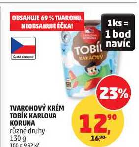 TVAROHOVÝ KRÉM TOBÍK KARLOVA KORUNA různé druhy, 130 g