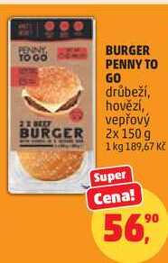 BURGER PENNY TO GO drůbeží, hovězí, vepřový, 2x 150 g
