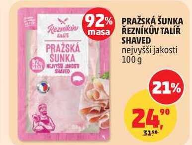 PRAŽSKÁ ŠUNKA ŘEZNÍKŮV TALÍŘ SHAVED nejvyšší jakosti, 100 g