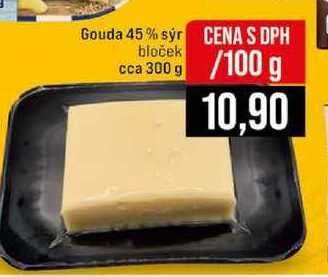 Gouda 45% sýr bloček cca 300 g 100g