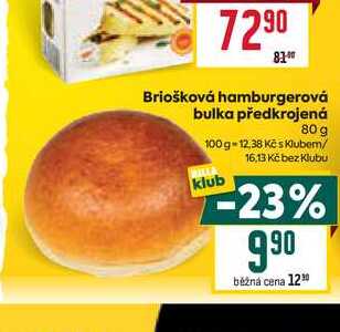 Briošková hamburgerová bulka předkrojená 80 g