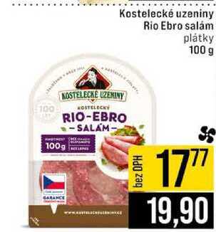 Kostelecké uzeniny Rio Ebro salám plátky 100 g