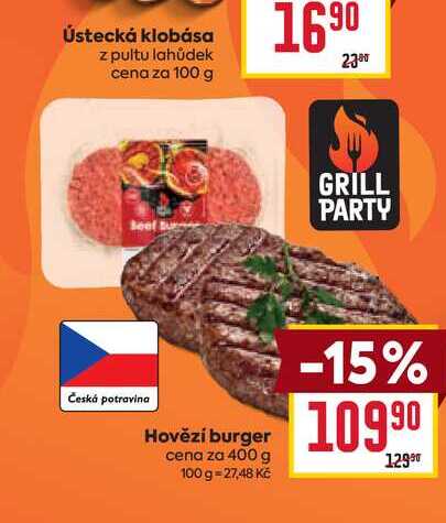 Hovězí burger cena za 400 g