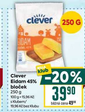 Clever Eidam 45% bloček 250 g 