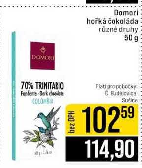Domori hořká čokoláda různé druhy 50 g