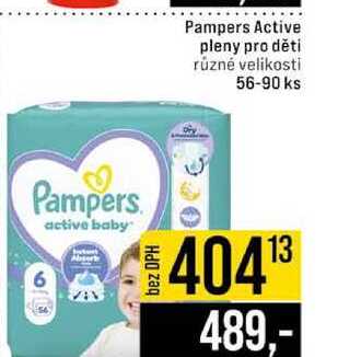 Pampers Active pleny pro děti různé velikosti 56-90 ks