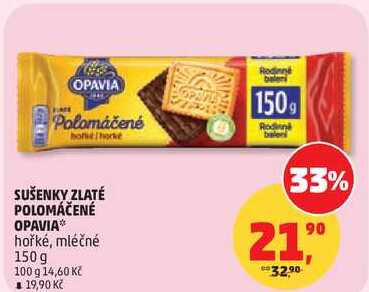 SUŠENKY ZLATÉ POLOMÁČENÉ OPAVIA hořké, 150 g