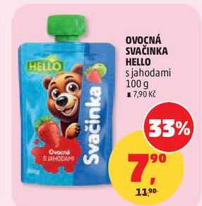 OVOCNÁ SVAČINKA HELLO s jahodami, 100 g 