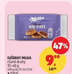SUŠENKY MILKA různé druhy, 35-40 g 