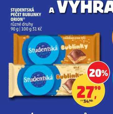 STUDENTSKÁ PEČET BUBLINKY ORION různé druhy, 90 g  