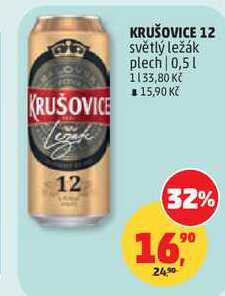 KRUŠOVICE 12 světlý ležák plech, 0,5 l