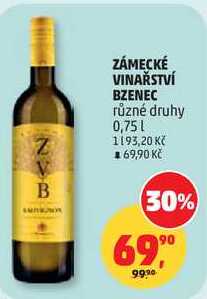 ZÁMECKÉ VINAŘSTVÍ BZENEC různé druhy, 0,75 l