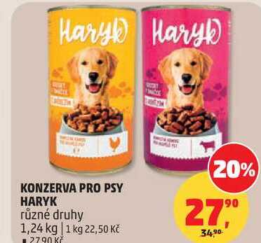 KONZERVA PRO PSY HARYK různé druhy, 1,24 kg