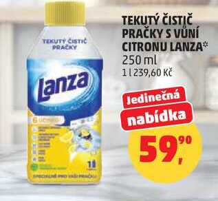 TEKUTÝ ČISTIČ PRAČKY S VŮNÍ CITRONU LANZA, 250 ml