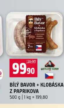 BÍLÝ BAVOR + KLOBÁSKA Z PAPRIKOVA 500 g 