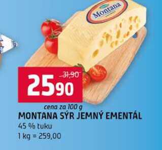 MONTANA SÝR JEMNÝ EMENTÁL 45% tuku 100g
