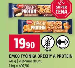 EMCO TYČINKA OŘECHY A PROTEIN 40 g vybrané druhy 