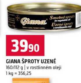 GIANA ŠPROTY UZENÉ 160/112 g v rostlinném oleji