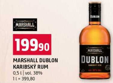 MARSHALL DUBLON KARIBSKÝ RUM 0,5l vol. 38% 