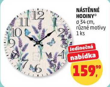 NÁSTĚNNÉ HODINY průměr 34 cm, různé motivy, 1 ks 