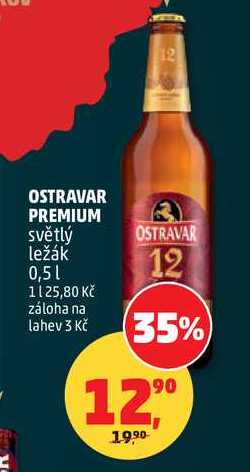 OSTRAVAR PREMIUM světlý ležák, 0,5 l