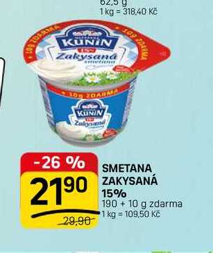 SMETANA ZAKYSANÁ 15% 190+10 g zdarma
