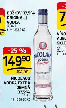 NICOLAUS VODKA EXTRA JEMNÁ 37,5% 0,5l