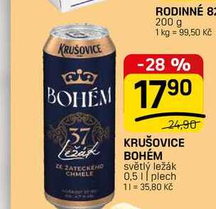 KRUŠOVICE BOHÉM světlý ležák 0,51 plech