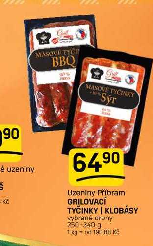 GRILOVACÍ TYČINKY | KLOBÁSY vybrané druhy 250-340 g 