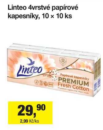 Linteo 4vrstvé papírové kapesníky, 10 x 10 ks