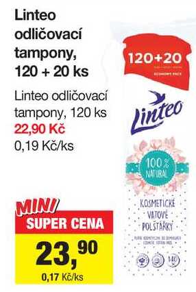 Linteo odličovací tampony, 120 + 20 ks