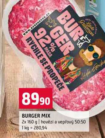 BURGER MIX 2x 160 g hovězí a vepřový