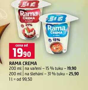 RAMA CREMA 200 ml na vaření 15% tuku 200 ml na šlehání -31% tuku