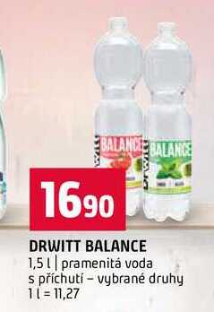 DRWITT BALANCE 1,5l pramenitá voda s příchutí vybrané druhy