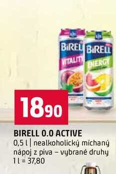 BIRELL 0.0 ACTIVE 0,5l nealkoholický míchaný nápoj z piva vybrané druhy